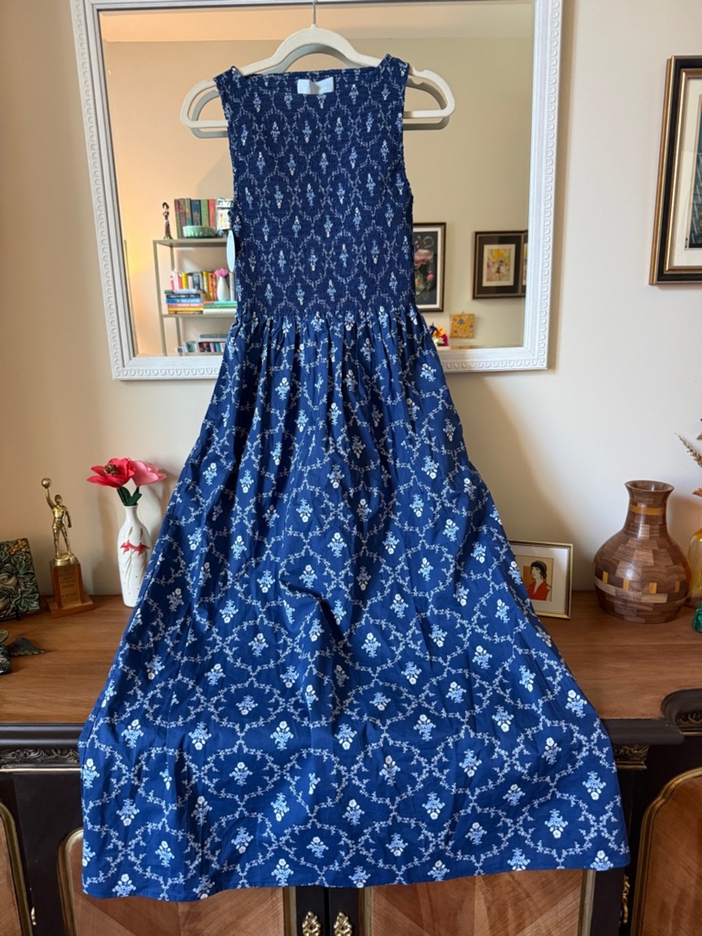 Hill House Home Cosima Nap Dress — Navy Floral Block Print — XS — NWT